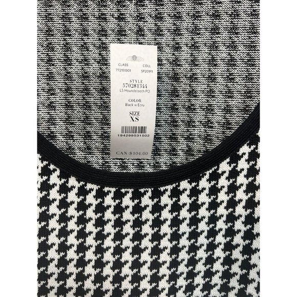 NWT White House Black Market Houndstooth Scoop Neck LS Stretch Sweater XS $104 - Picture 3 of 3